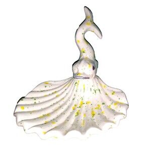 Holland Mold Koi Fish Shell Soap Dish Trinket Speckled 1976 READ Vintage